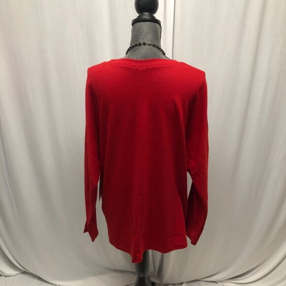 Red Long Sleeve Relaxed Fit Top Womens Size Medium Casual Comfy NEW - Picture 4 of 8